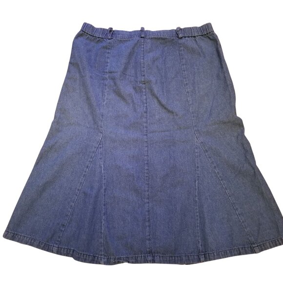Southern Lady 14 Blue Jean Denim Skirt Stretch Waist Pockets Modest - Picture 4 of 6